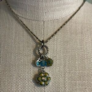 Brighton Green and Blue Floral Pendant Necklace. Measures 16”-18”.